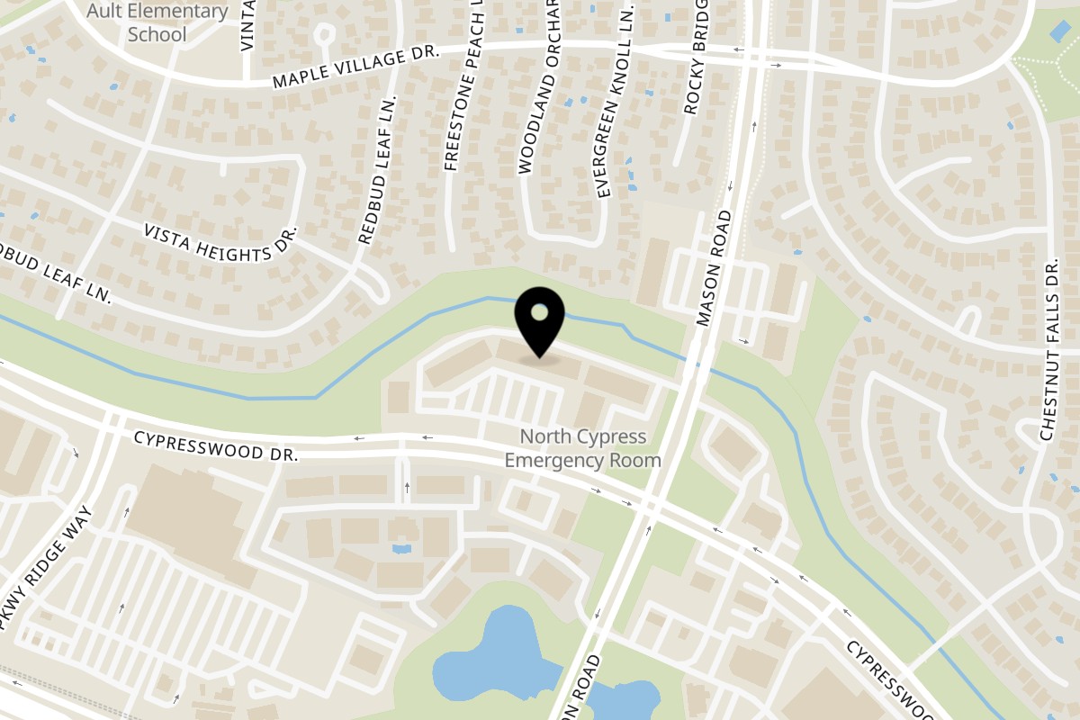 Map showing the location of Karma Kolache & Dessert Mason Rd on 15103 Mason Rd in Cypress