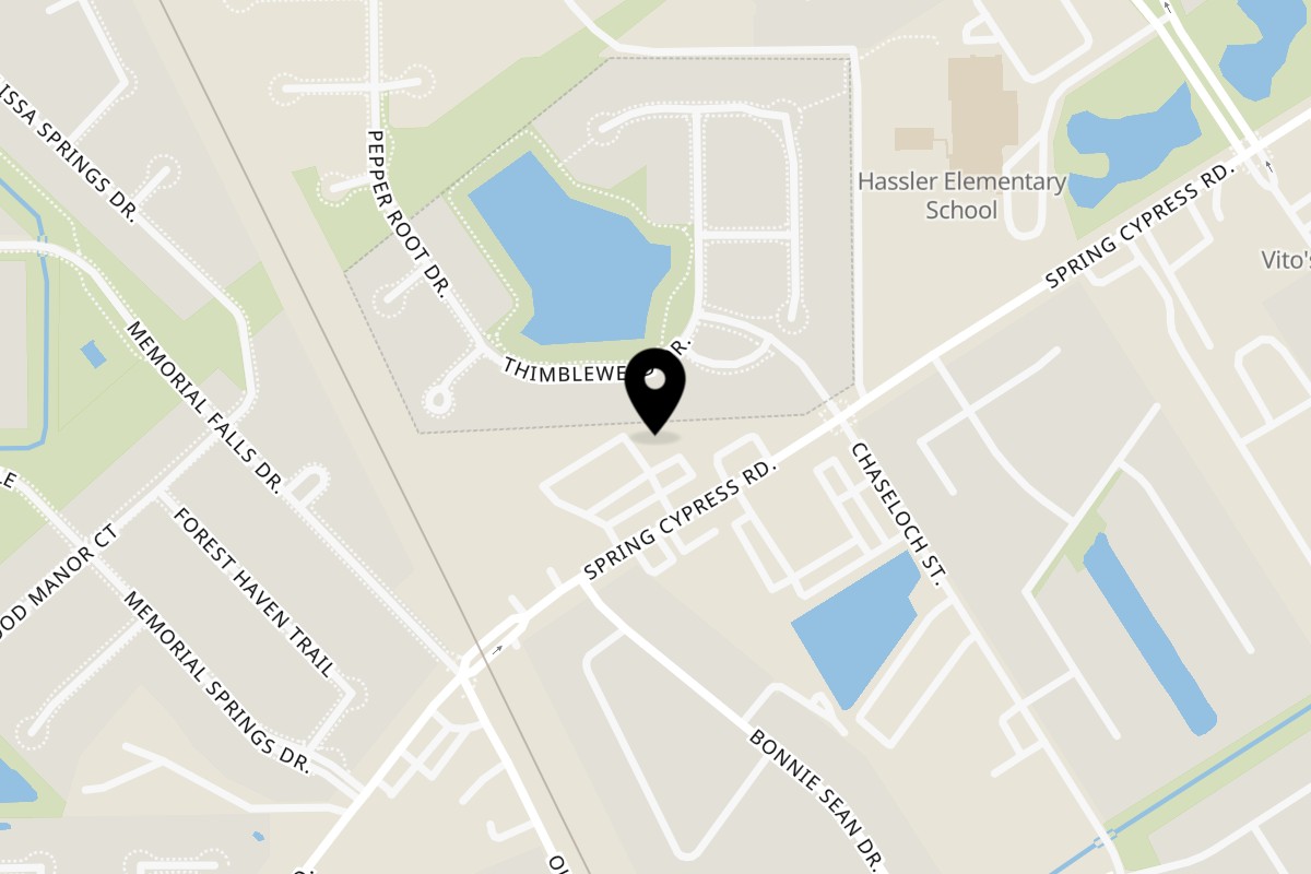 Map showing the location of Karma Kolache & Dessert Spring Cypress Rd on 9702 Spring Cypress Rd in Spring